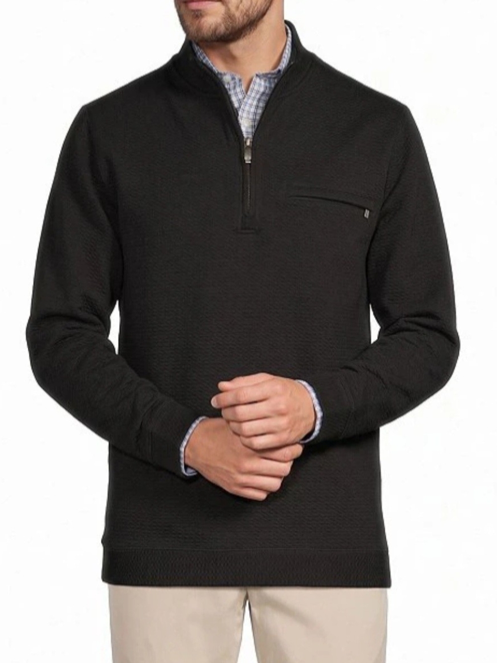 Hart Schaffner Marx Black Half-Zip Sweater